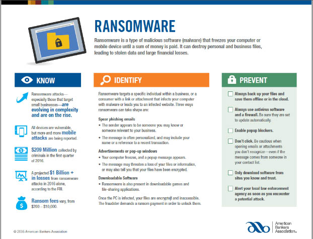 Ransomware Tips American Bankers Association - 